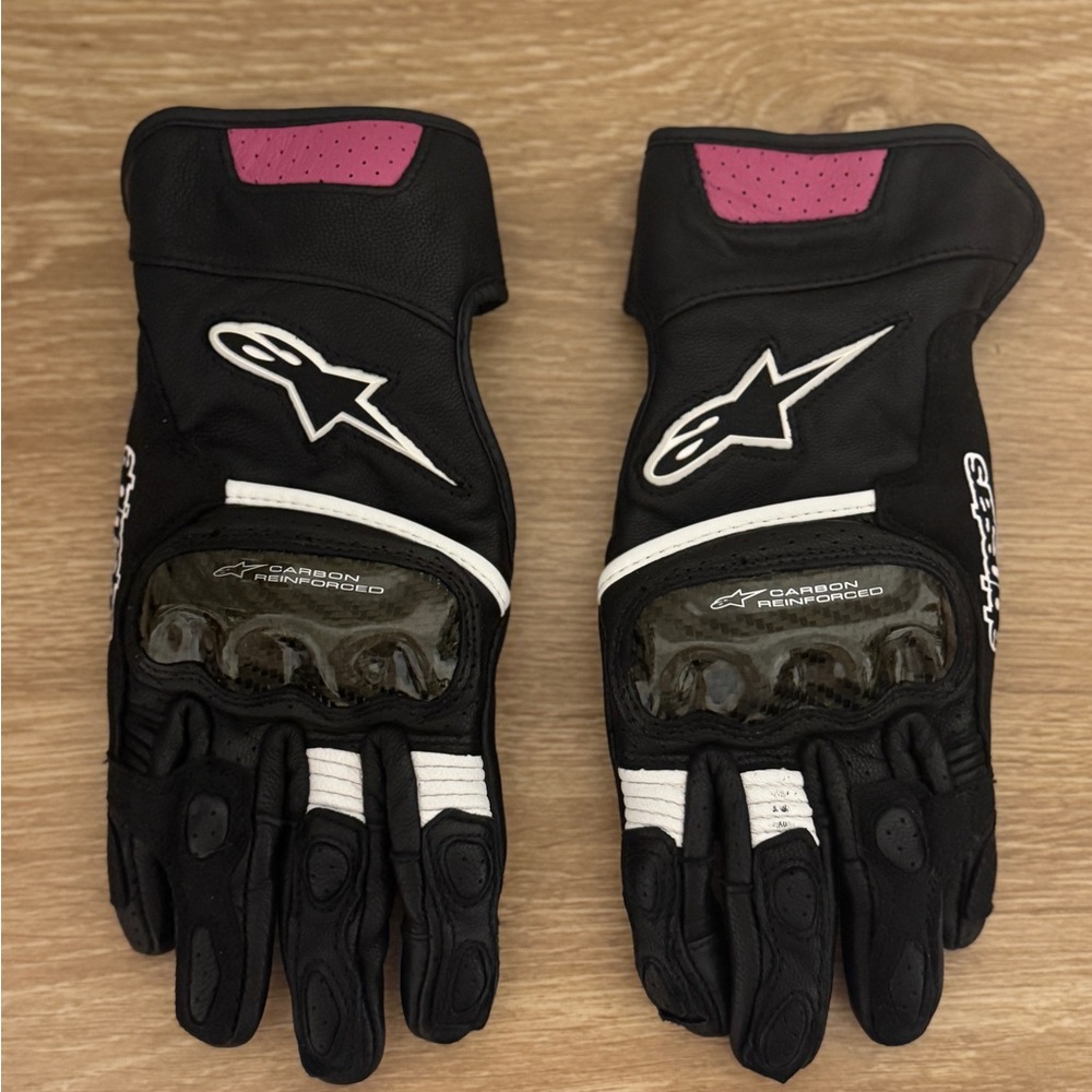 Alpinestars Black and Pink Motorcycle Gloves